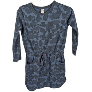 Tea Collection Dress Tunic Girls 10 Navy Blue Camo Long Sleeve Mini